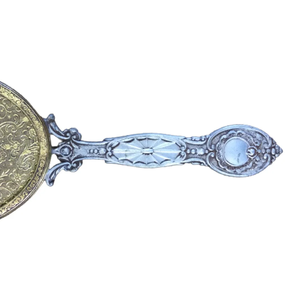 Vintage Art Deco Silver Plated Vanity Hand Mirror Flower Design NO Mirror Glass